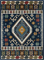Ravia Blue Southwestern Medallion Area Rug