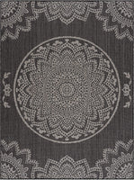 Modern Area Rugs for Indoor Outdoor Medallion - Dark Grey / Light Grey