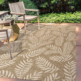 Nevis Palm Frond Indoor/Outdoor Navy/Ivory soft Area Rug