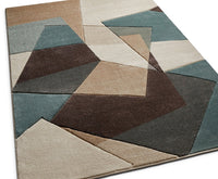 Modern Geometric Mint Blue Brown Beige Comfy Hand Carved Area Rugs