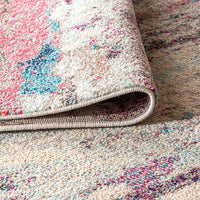 Contemporary Modern Abstract Brushstroke Cream/Pink Rug