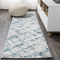 Slant Modern Abstract Gray/Blue Soft Area Rug