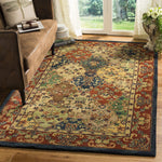 Handmade Traditional Oriental Premium Wool Area Rug, Beige / Burgundy