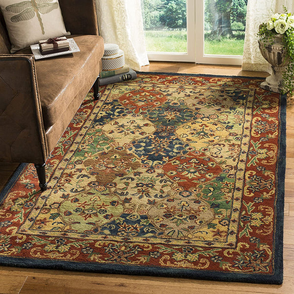 Handmade Traditional Oriental Premium Wool Area Rug, Beige / Burgundy