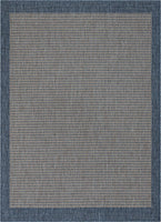 Medusa Odin Solid & Striped Border Indoor/Outdoor Blue Flatweave Area Rug
