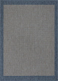Medusa Odin Solid & Striped Border Indoor/Outdoor Blue Flatweave Area Rug