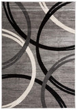 Contemporary Circles Pattern Gray Black Area Rugs