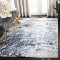 Mirage Collection MIR756M Handmade Modern Abstract Viscose Area Rug Blue / Ivory