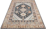 Vera Vintage Blue Tribal Diamond Medallion Pattern Area Rug