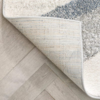 Bilbao Grey & Blue Triangle Boxes Abstract Geometric Pattern Area Rug