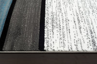 Box Pattern Gray/Grey Blue White Area Rug