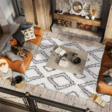 Beni Moroccan Style Diamond Shag Ivory/Dark Gray Soft Area Rug