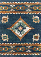 Lizette Dark Blue Traditional Medallion Area Rug