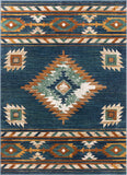 Lizette Dark Blue Traditional Medallion Area Rug