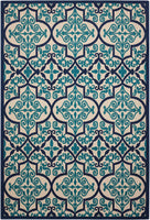 Aloha Indoor Outdoor Navy Aqua Moroccan Area Rug