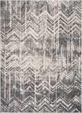 Marbella Grey & Ivory Zig-Zag Stripes Distressed Geometric Pattern Area Rug