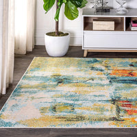 Contemporary POP Modern Abstract Waterfall Blue/Cream Area Rug