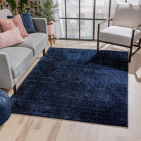 Ciel Indigo Blue Ultra-Soft Multi-Textured Shimmer Pile Area Rug