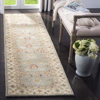 Handmade Traditional Oriental Premium Soft Wool Area Rug, Grey Blue / Beige