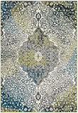 Floral Medallion Ivory Peacock Blue Area Rugs