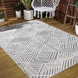 Jordan Art Deco Geometric Indoor/Outdoor White/Black Area Rug