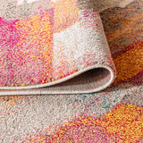 Contemporary POP Modern Abstract Brushstroke Cream/Pink Soft Area Rug