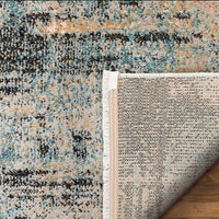 Multi Red Blue Abstract Geometric Distressed Pattern Boho Area Rug