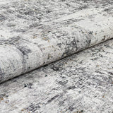 Arcata Grey Machine Washable Contemporary Abstract Distressed Area Rug