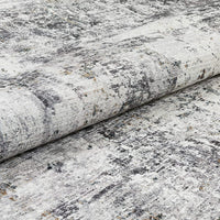 Arcata Grey Machine Washable Contemporary Abstract Distressed Area Rug