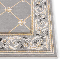 Timeless Fleur De Lis Traditional Area Rug Grey