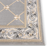 Timeless Fleur De Lis Traditional Area Rug Grey