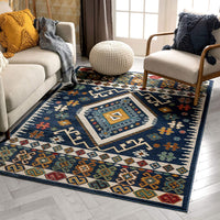 Ravia Blue Southwestern Medallion Area Rug