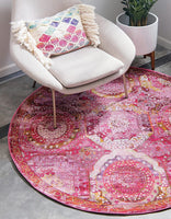 Baracoa Collection Bright Tones Vintage Traditional Pink Area Rug