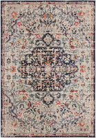 Madison Collection  Boho Chic Medallion Distressed Non-Shedding Stain Resistant Living Room Bedroom Area Rug Beige / Black
