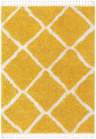 Celina Yellow Moroccan Shag Diamond Trellis Pattern Area Rug