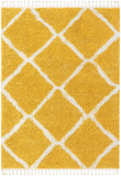 Celina Yellow Moroccan Shag Diamond Trellis Pattern Area Rug