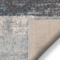 Loket Grey Modern Geometric Boxes & Stripes Pattern area Rug