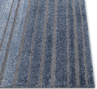 Boer Blue Geometric Stripes Pattern Area Rug