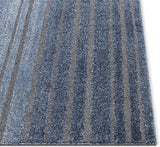 Boer Blue Geometric Stripes Pattern Area Rug