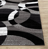 Gray Black White Circles Area Rug