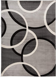 Contemporary Abstract Circles Soft Gray Area Rug