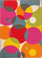 Vibrant Circle Area Rug Non-Slip/ No Skid