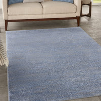 Solid Contemporary Blue/Grey Indoor/Outdoor Area Rug