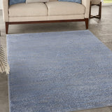 Solid Contemporary Blue/Grey Indoor/Outdoor Area Rug