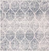 Geometric Trellis Distressed Cream Royal Blue Soft Area Rug