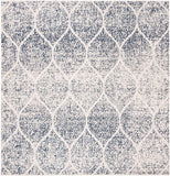 Geometric Trellis Distressed Cream Royal Blue Soft Area Rug