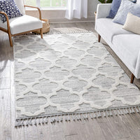 Vera Cream | Moroccan Lattice High-Lo Textured | Area Rug