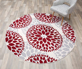 Floral Gray/Grey Red Area Rug