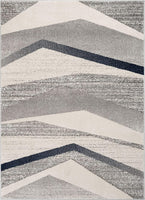 Bilbao Grey & Blue Triangle Boxes Abstract Geometric Pattern Area Rug