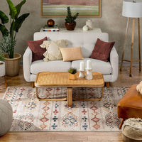 Red Vintage Stripes Pattern Area Rug